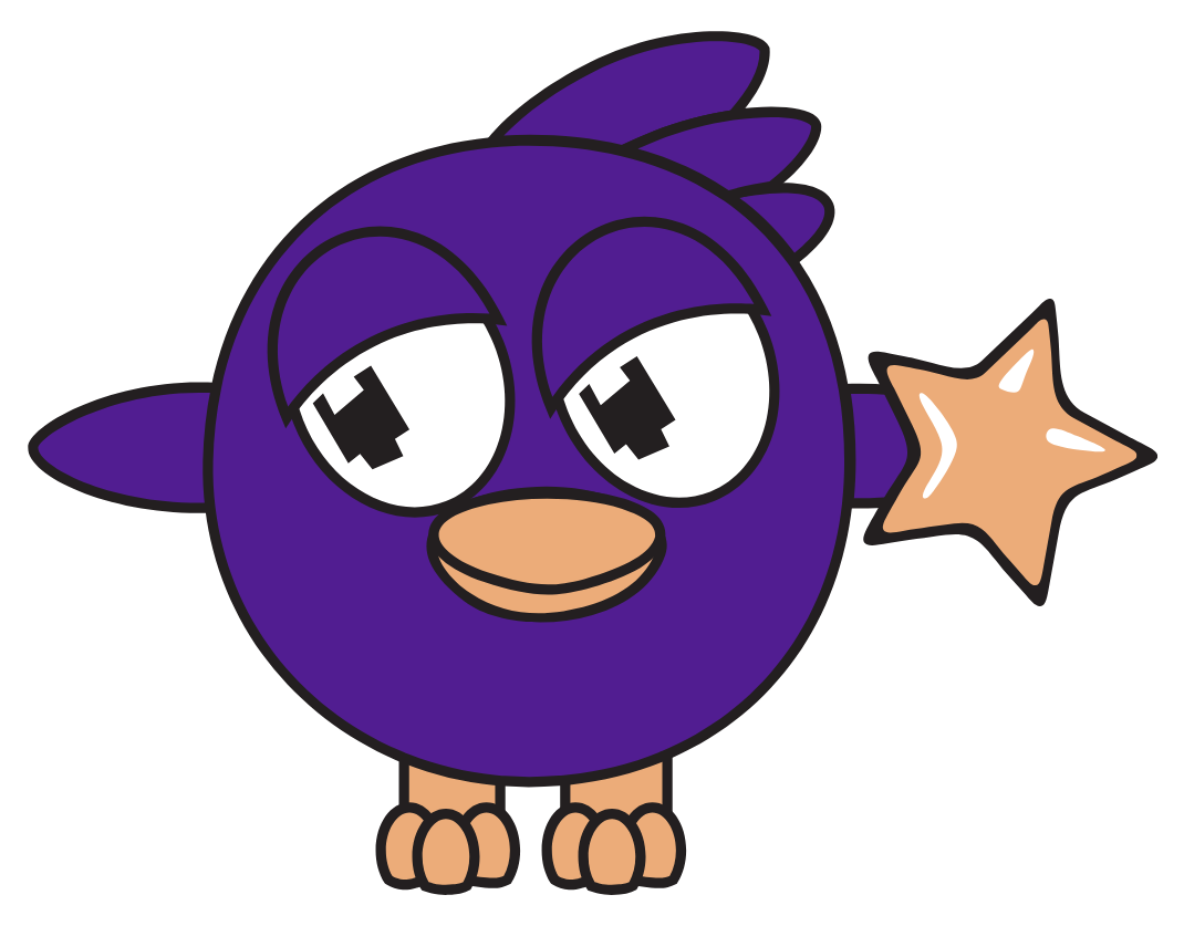 A graphic of the purple Flock bird logo with a gold star on their wing