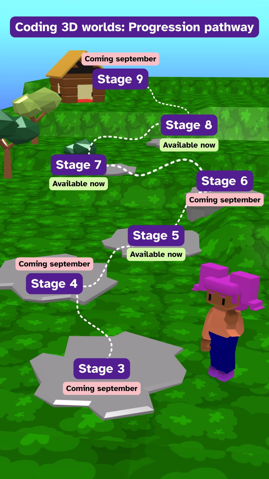 Pathway showing the topics covered in each stage.