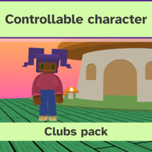 The Flock XR canvas with a character standing in idle pose next to a house