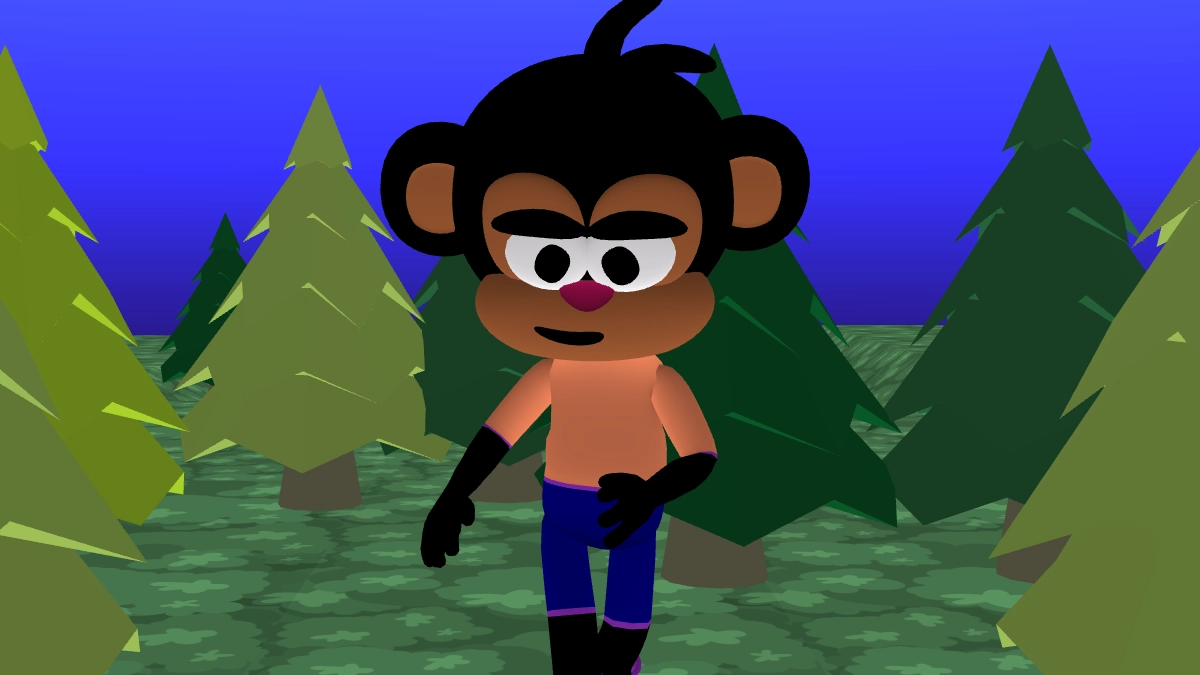 Monkey dancing in the forest.
