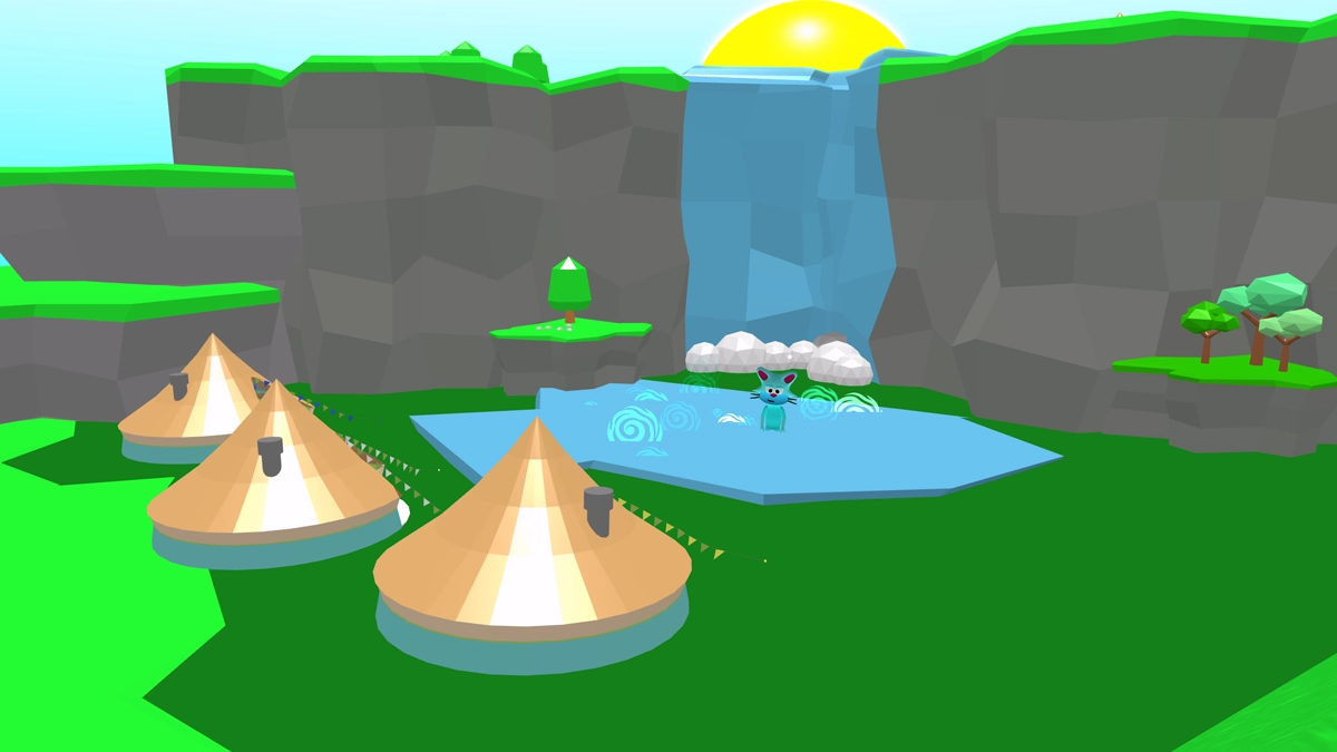 A waterfall in a 3D world