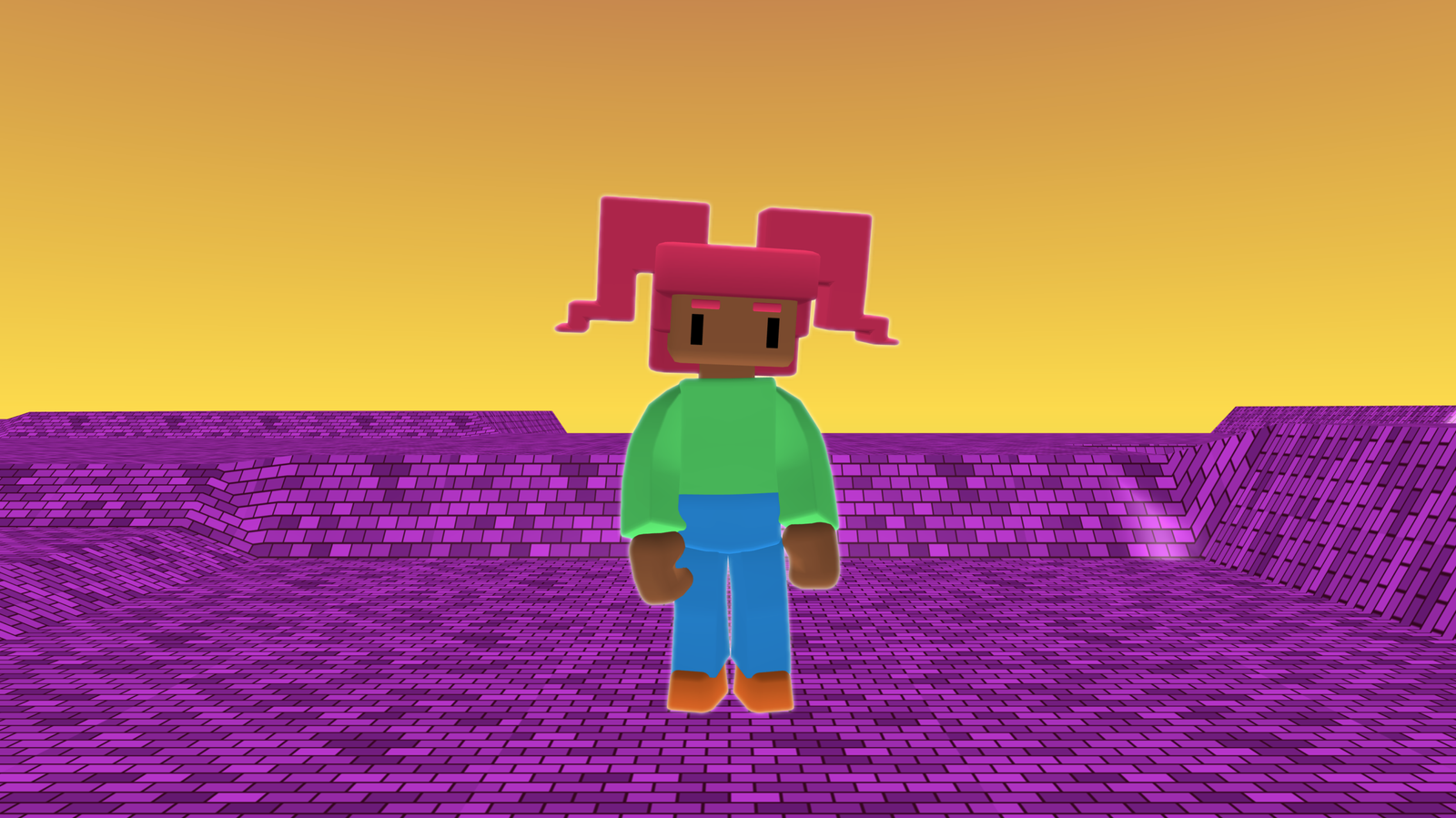 Lesson 1 A glowing character stands idle in the centre of a 3d world