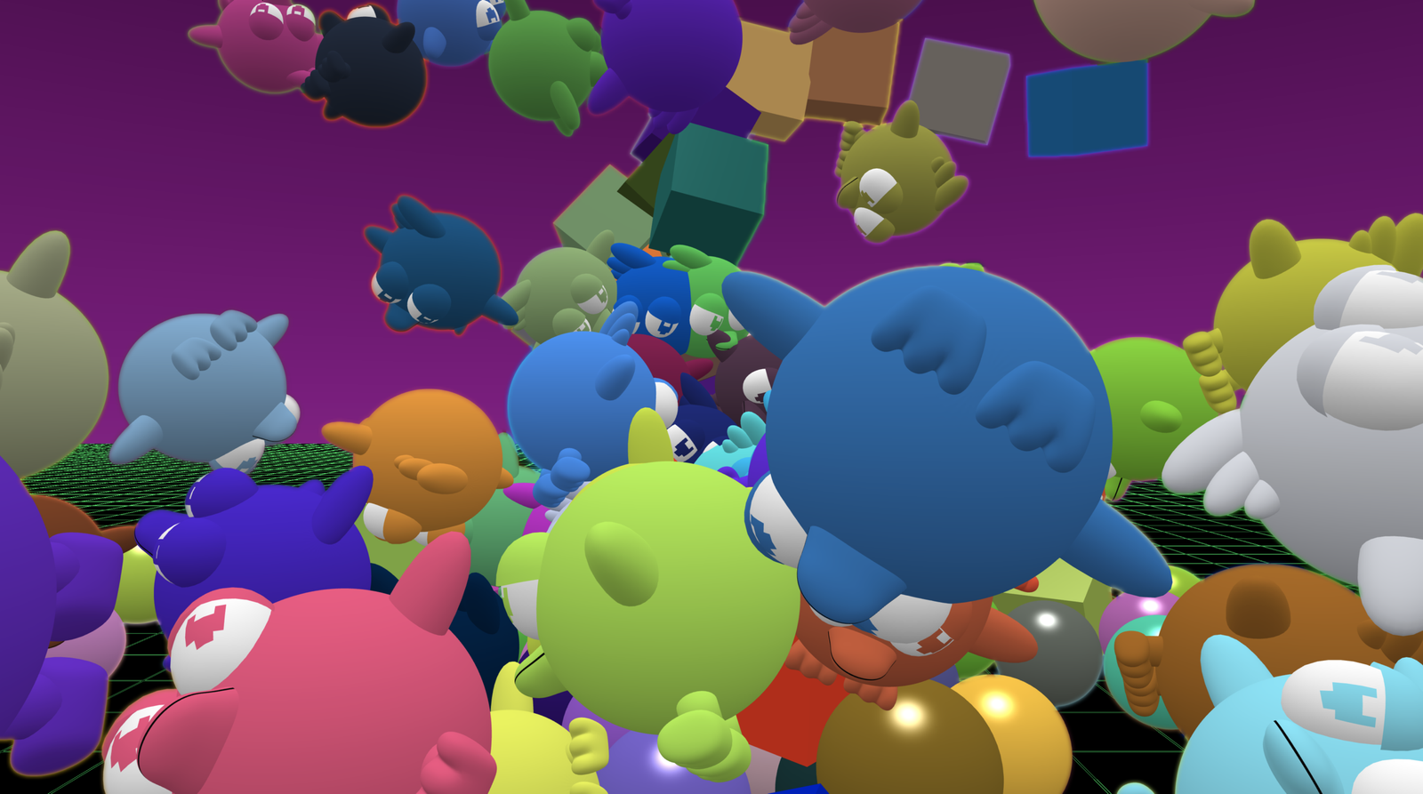 Lesson 2 Hundreds of 3D shapes are scattered across a Flock XR world